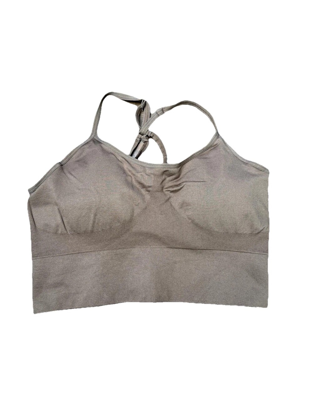 Boohoo Sports Bra Womens Large Dark Brown Seamless Padded Strappy Mesh Back